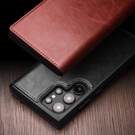 Шкіряний чохол-книжка QIALINO Classic Genuine Leather  для Samsung Galaxy S25+ 5G - коричневий
