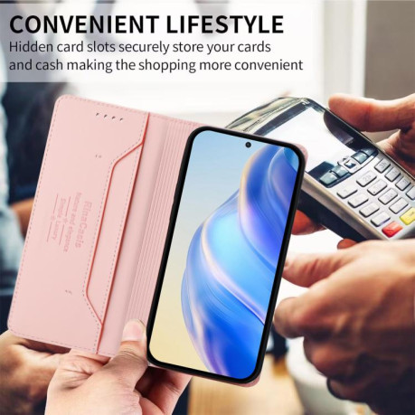 Чехол-книжка RC01 Dual-Folded Magnetic Suction RFID на Xiaomi Redmi Turbo 5 Max / Poco X8 Pro Max — розовый