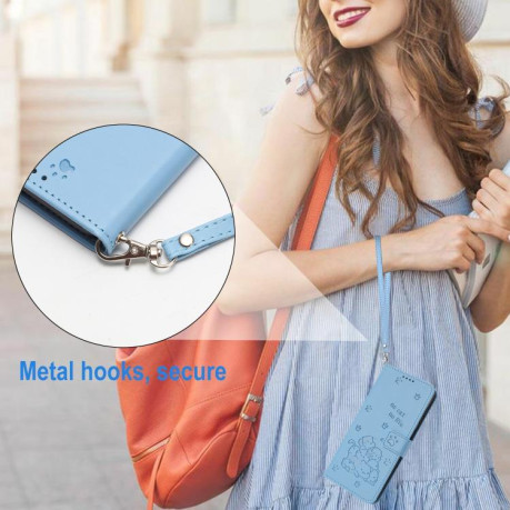 Чохол-книжка Embossed Kitten Phone Leather для Infinix Note 50 4G / 50 Pro 4G - синій