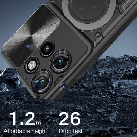 Противоударный чехол CD Texture Sliding Camshield Magnetic Holder на Motorola Edge 50 Neo - красный