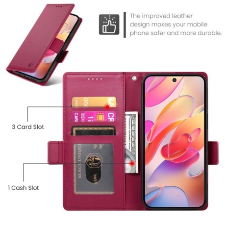 Чохол-книжка Side Buckle Magnetic Frosted Leather  для Samsung Galaxy A26 5G - винно-червоний
