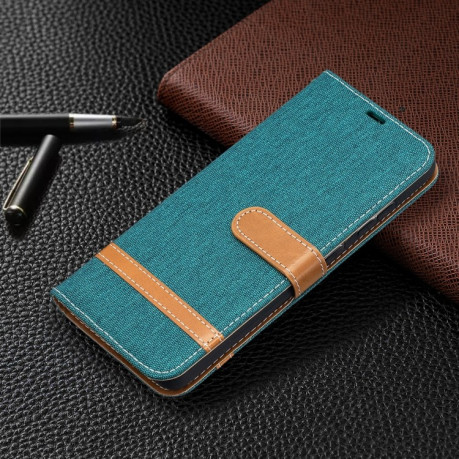 Чехол-книжка Color Matching Denim Texture на Samsung Galaxy A52/A52s - зеленый