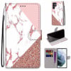 Чехол-книжка Coloured Drawing Cross для Samsung Galaxy S22 Ultra 5G - Stitching Pink Stone Pattern