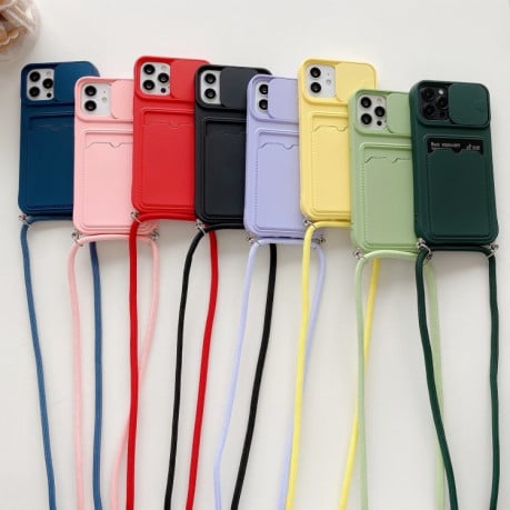 Противоударный чехол Sliding Camera with Card Slot для iPhone 11 - фиолетовый