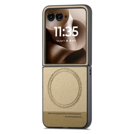 Чехол Twill Fabric Leather Skin Magnetic для Motorola Razr 60 Ultra - хаки