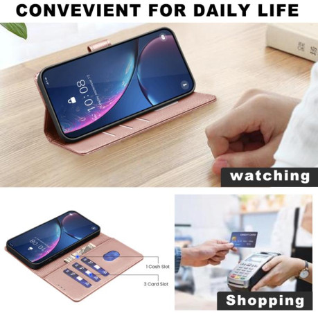 Чехол-книжка Litchi Texture RFID Anti-theft Leather для Xiaomi Redmi Note 14 4G - золотой