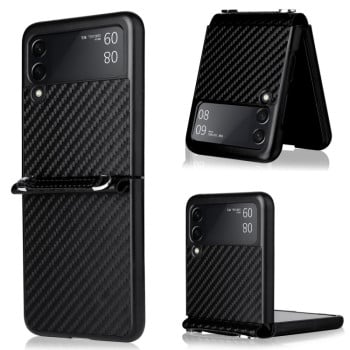 Противоударный чехол Carbon Fiber для Samsung Galaxy Z Flip3 5G - черный