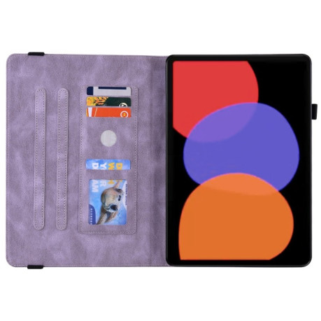 Чохол-книжка Butterfly Flower Embossed Leather для Xiaomi Pad 6 / Pad 6 Pro - фіолетовий