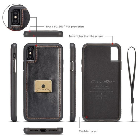 Кожаный чехол-книжка CaseMe Qin Series Wrist Strap Wallet Style со встроенным магнитом на iPhone 11 Pro Max - черный