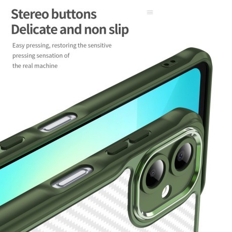 Ударозащитный чехол Carbon Fiber Texture Translucent на Samsung Galaxy A06 4G - зеленый