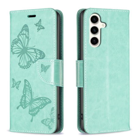 Чохол-книжка Butterflies Pattern для Samsung Galaxy S23 FE 5G - зелений