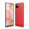 Чохол Brushed Texture Carbon Fiber на Samsung Galaxy A12 - червоний