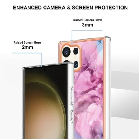 Противоударный чехол Electroplating IMD для Samsung Galaxy S24 Ultra 5G - розовый