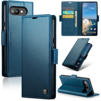 Чохол-книжка CaseMe 023 Butterfly Buckle Litchi Texture RFID Anti-theft Leather для Google Pixel 9a - синій