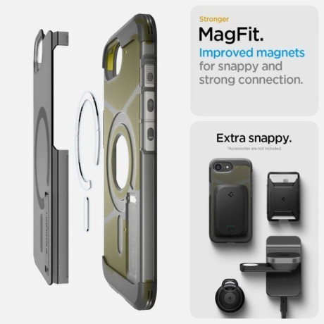 Оригинальный чехол Spigen Tough Armor MagSafe на iPhone 16e - Clear Gray