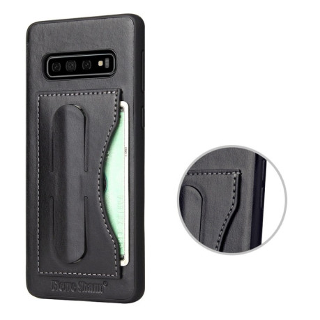 Шкіряний чохол Fierre Shann на Samsung Galaxy S10 Plus-чорний