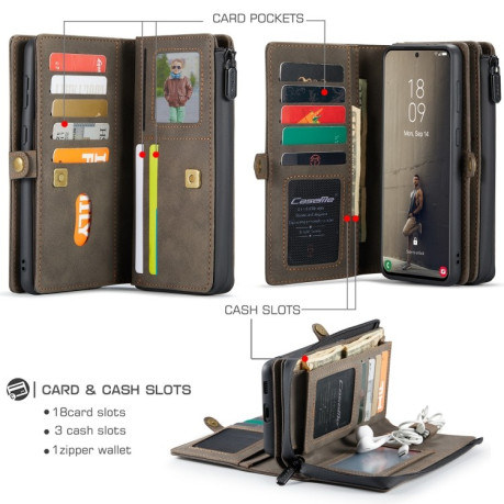 Шкіряний чохол-гаманець CaseMe 018 Samsung Galaxy S21 FE - коричневий