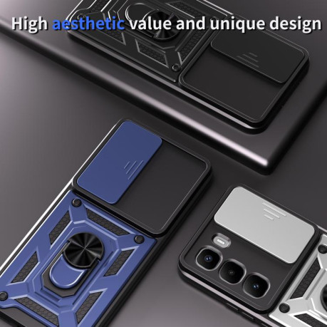 Чохол із шторкою на камеру Sliding Camshield та підставкою для Infinix Hot 60 Pro 4G — сріблястий