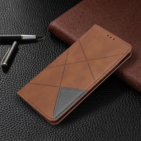 Чехол-книжка Rhombus Texture на Samsung Galaxy S20+Plus-коричневый