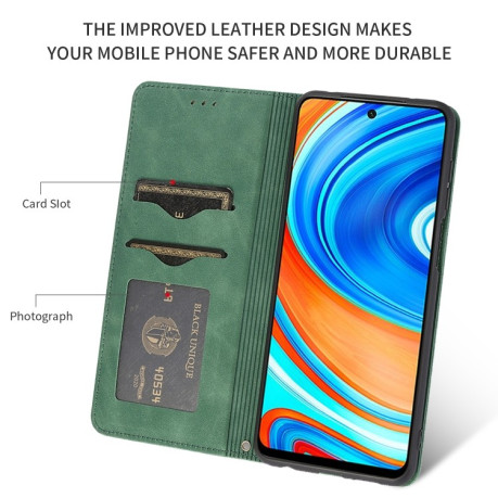 Чохол-книжка Retro Skin Feel Business Magnetic на Redmi Note 9 Pro / 9S / 9 Pro Max - зелений