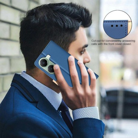 Чехол-книжка Color Matching RFID Anti-theft Leather для Xiaomi Poco X7 Pro - синий