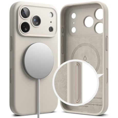 Оригинальный силиконовый чехол Ringke Silicone Magnetic с MagSafe на iPhone 17 Pro - Beige