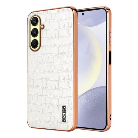 Чохол AZNS металізована рамка Electroplated Frame фактура &quot;крокодил&quot; на Samsung Galaxy A17 4G / 5G - білий