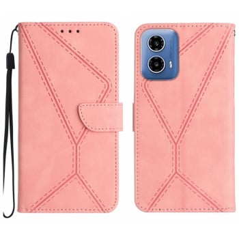 Чехол-книжка Stitching Embossed Leather для Motorola Moto G85 5G - розовый