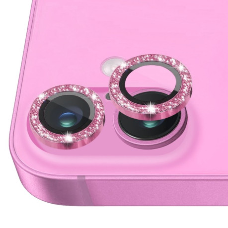 Захисне скло NORTHJO Glitter Camera Lens Protector Tempered Glass Metal Ring для iPhone 16 / 16 Plus - Rose