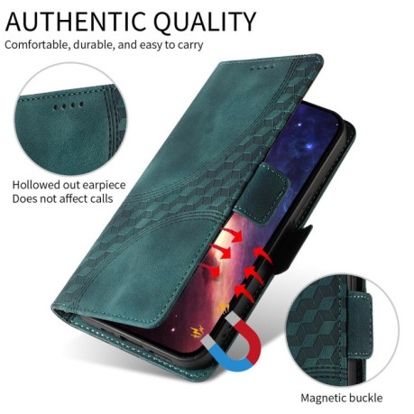 Чехол-книжка Embossed Rhombus Starry Leather для Xiaomi Redmi Note 14 4G 164.84mm - зеленый