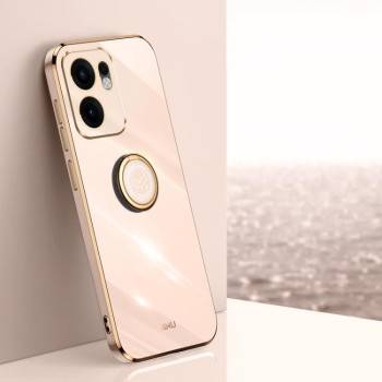 Чохол XINLI Straight Edge з тримачем-підставкою на OPPO Reno13 F 5G Global - рожевий