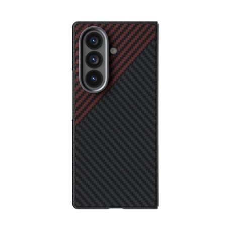 Карбоновый чехол ABEEL C Carbon Fiber Series фактура 6D Micro Relief с MagSafe на Samsung Galaxy Fold7 5G - черно-красный