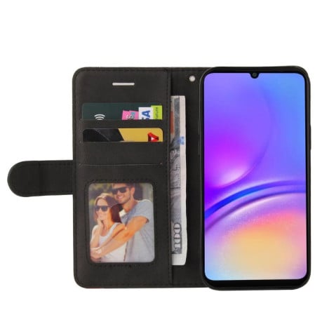 Чохол-книжка Dual-color Splicing Flip Leather на Samsung Galaxy A07 5G -чорно-червоний