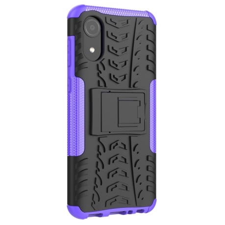 Противоударный чехол Tire Texture на Samsung Galaxy A03 Core - черно-фиолетовый