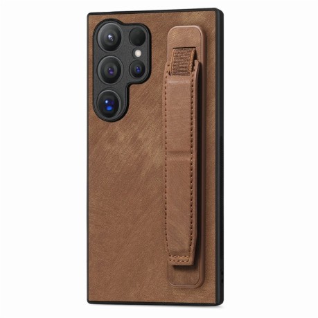 Протиударний чохол Wristband Leather Back для Samsung Galaxy S24 Ultra 5G - коричневий