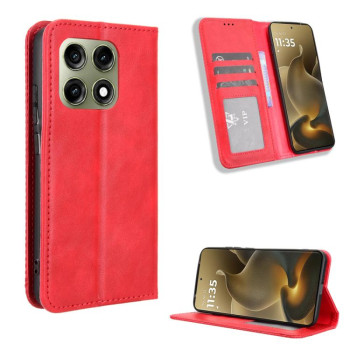 Чохол-книжка Magnetic Buckle Retro Crazy Horse Texture на Motorola Edge 70 Pro 5G — червоний
