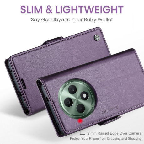 Чехол-книжка CaseMe 023 Butterfly Buckle Litchi Texture RFID Anti-theft Leather для OPPO Reno12 F/12 FS 5G - фиолетовый