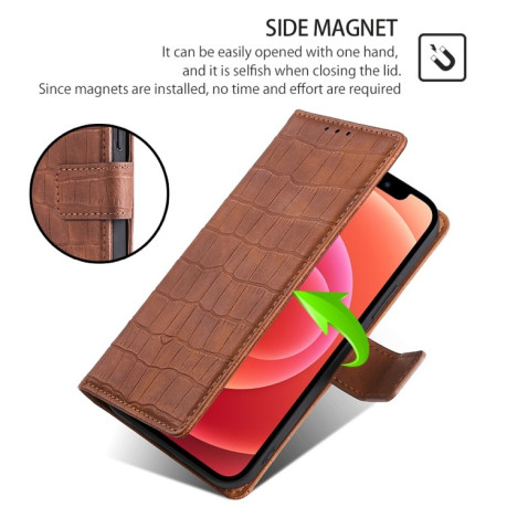 Чехол-книжка Skin Feel Crocodile Texture для OPPO A3/A3x/A40m - коричневый