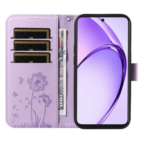 Чохол-книжка з тисненням Dandelion та магнітним хлястиком на OPPO A5X 5G Global - фіолетовий