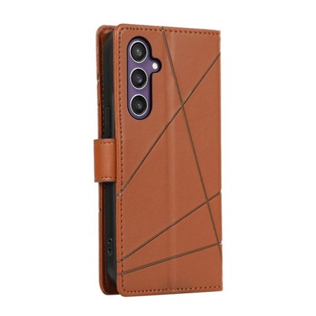 Чехол-книжка протиударний PU Genuine Leather Texture Embossed Line для Samsung Galaxy S24+ 5G - коричневый
