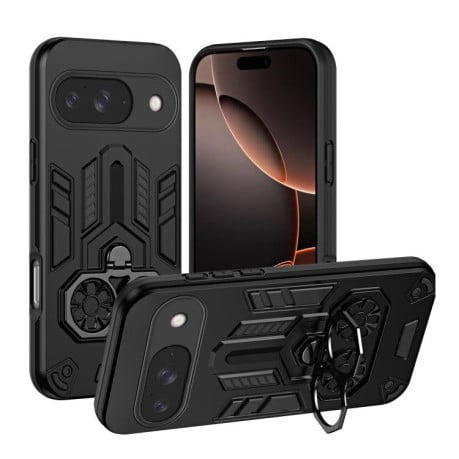 Чохол Double-Ring підвійна підставка та гібридне виконання на Google Pixel 10 / 10 Pro - чорний