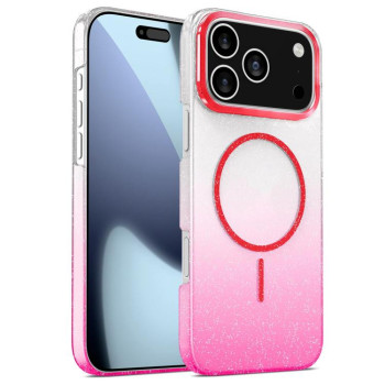 Чохол протиударний Gold Diamond Glitter Gradient MagSafe для iPhone 17 Pro - червоний