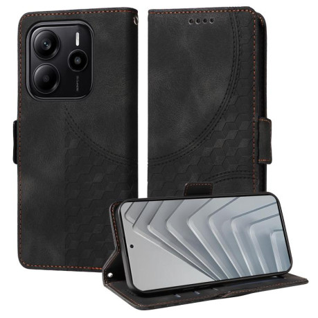Чехол-книжка Embossed Rhombus Starry Leather для Xiaomi Redmi Note 14 4G 164.84mm - черный
