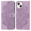 Чехол-книжка Mandala Embossed Flip для iPhone 14 Plus - фиолетовый