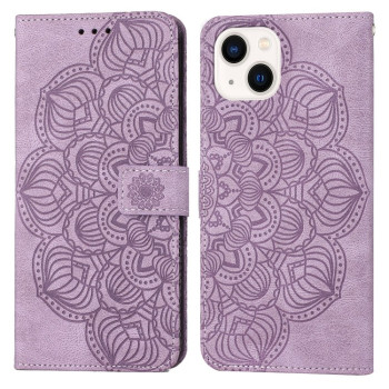 Чохол-книжка Mandala Embossed Flip для iPhone 14 Plus - фіолетовий