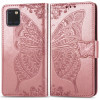 Чехол-книжка Butterfly Love Flowers Embossing на Samsung Galaxy Note10 Lite / A81 / M60s -розовое золото