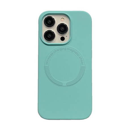 Противоударный чехол Magsafe Magnetic Silicone для iPhone 15 Pro - голубой