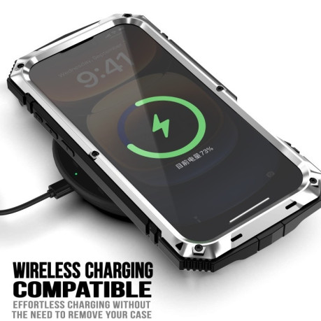 Противоударный чехол R-JUST Life Waterproof для iPhone 16 Pro  - серебристый