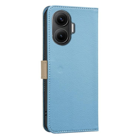 Чехол-книжка Splicing Color Hollow Flower Pattern RFID для Xiaomi Poco F7 5G - голубой
