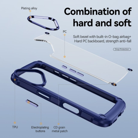 Противоударный чехол Lens Protection на iPhone 16 Plus - синий